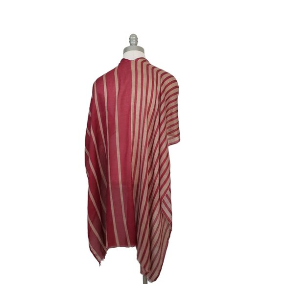 CT845 Red & Tan Striped Shoulder Wrap - Picture 3 of 3